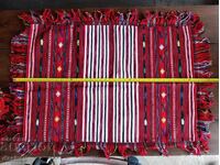 Стара ГОЛЯМА Тъкана Везана Покривка Каре Механа - КАТО НОВА!