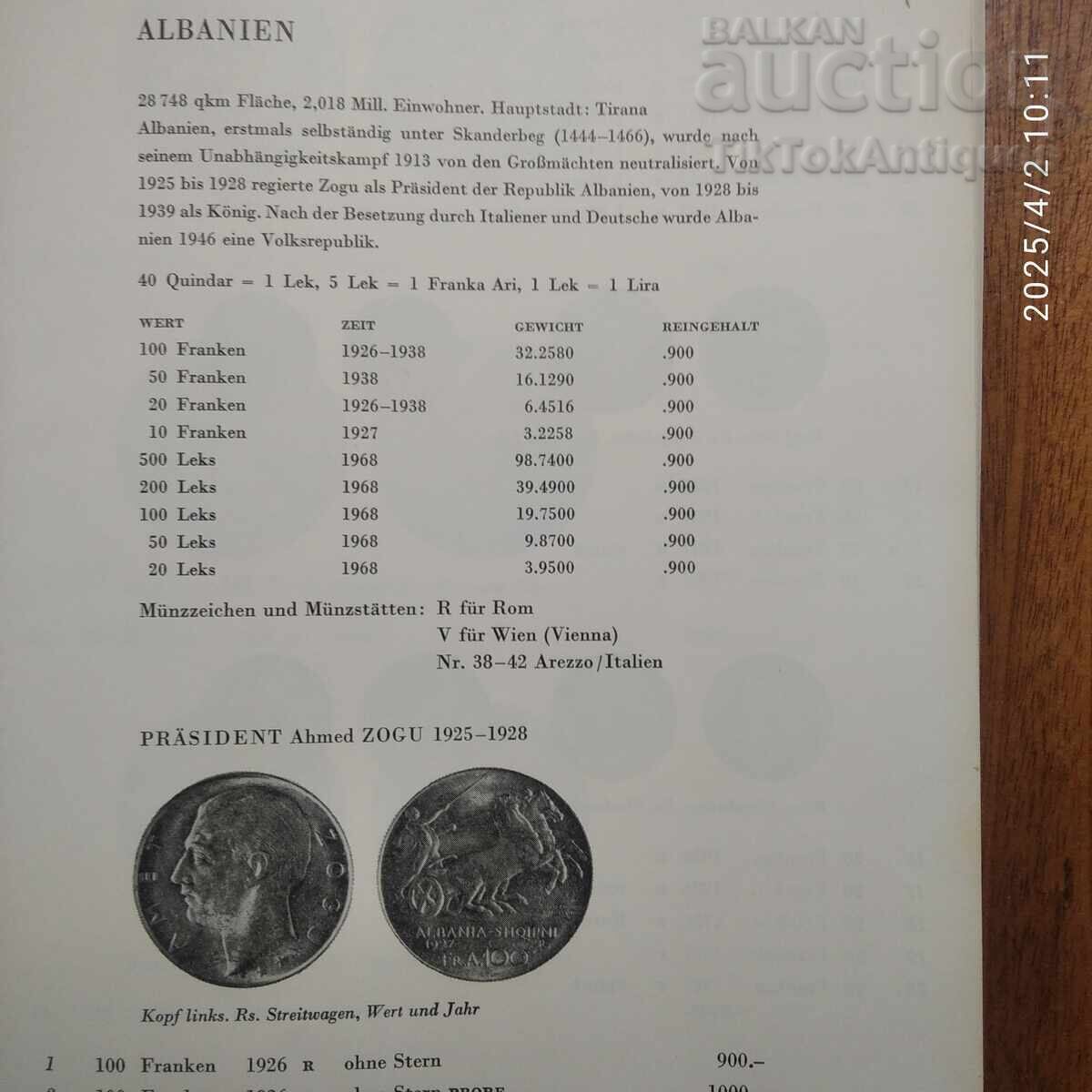 Catalog of gold coins from 1800 onwards with price 40.00 BGN | € 20.45