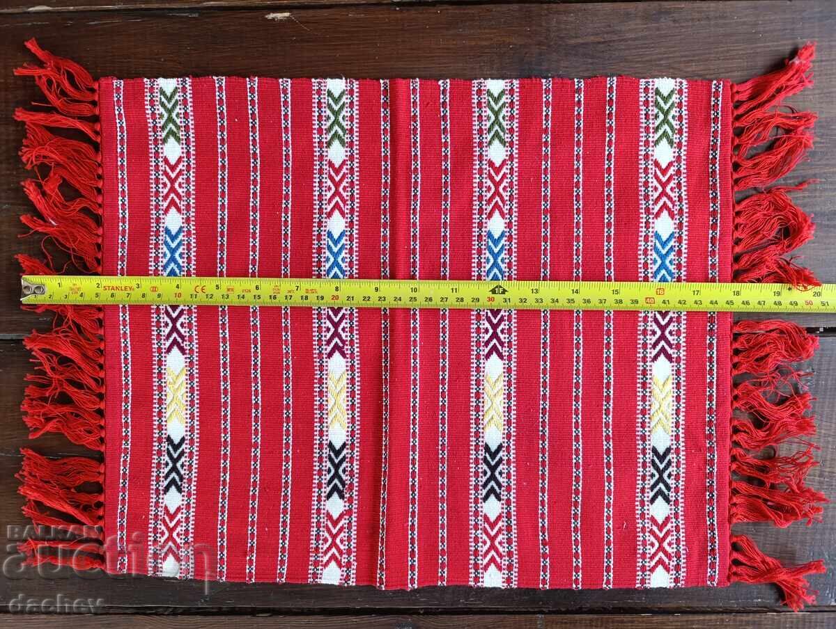 Стара Ръчно Тъкана Везана Покривка Каре Механа - КАТО НОВА!