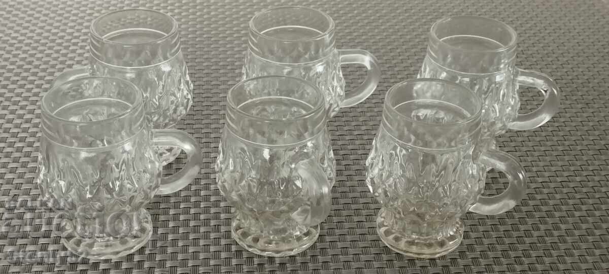 Old thick embossed glass shot glasses for rakia 50 ml