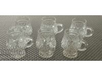 Pahare vechi din sticlă groasă, cu relief, pentru țuică 50 ml