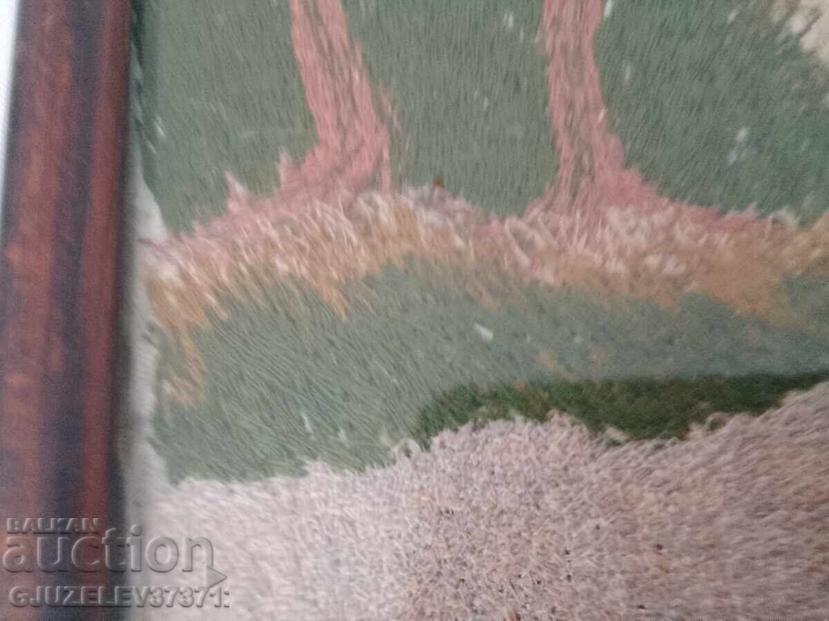 Licitație Veche pictură manuală, peisaj brodat Licitație Veche pictură manuală, peisaj brodat