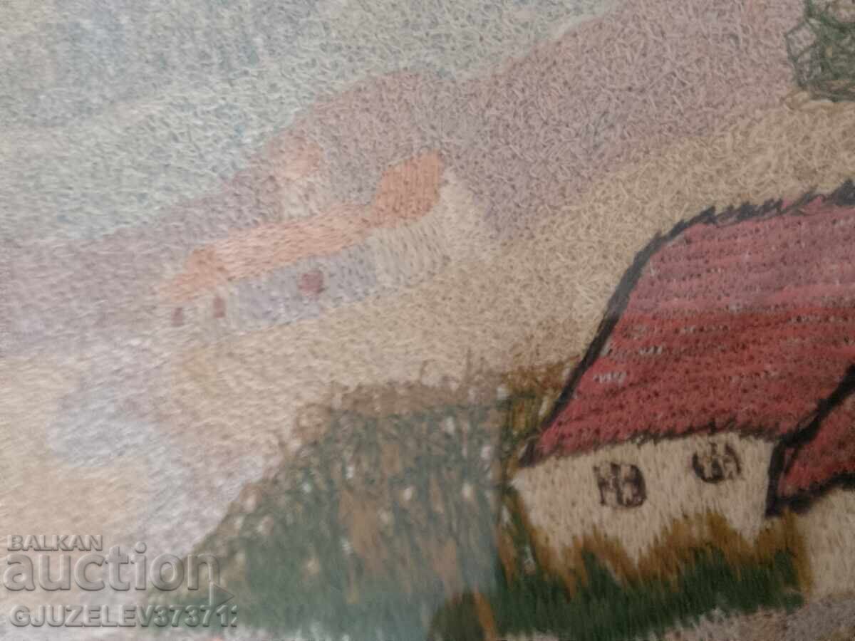 Livrarea Veche pictură manuală, peisaj brodat Livrarea Veche pictură manuală, peisaj brodat