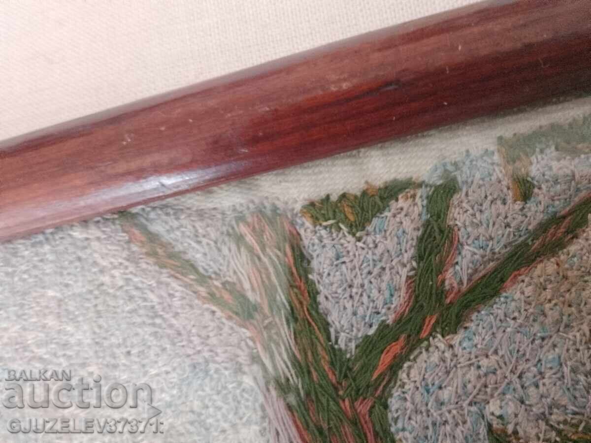 Veche pictură manuală, peisaj brodat - 5 Veche pictură manuală, peisaj brodat - 5