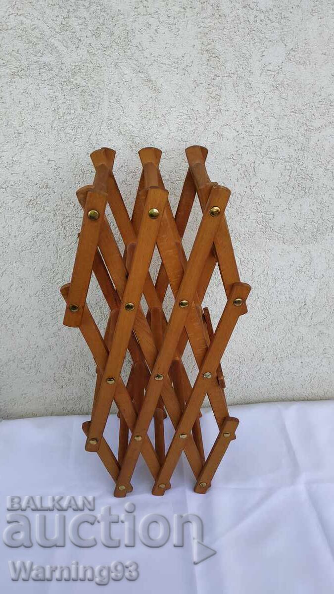 Suport/Raft vechi din lemn pentru sticle de vin - 6