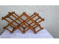 Стара дървена поставка / стойка за бутилки вино