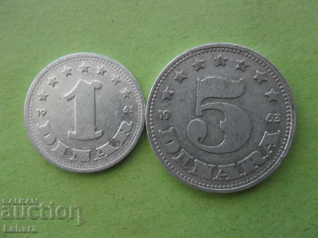 1 and 5 dinara 1963 Yugoslavia 1 and 5 dinara 1963 Yugoslavia