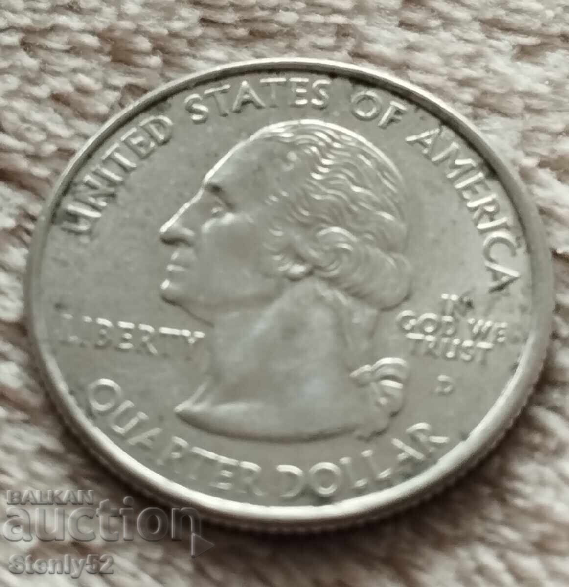 1/4 dolar 2007 SUA, WYOMING cu preț 3.00 BGN | € 1.53