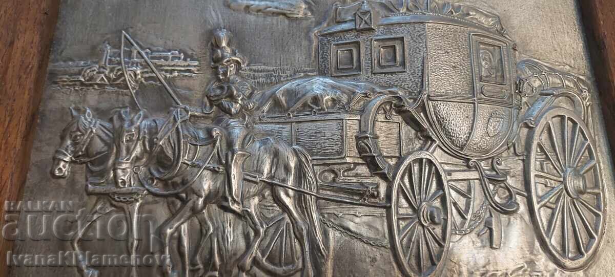 Licitație Tablou panoramic, ramă metal, lemn masiv pentru cunoscători
