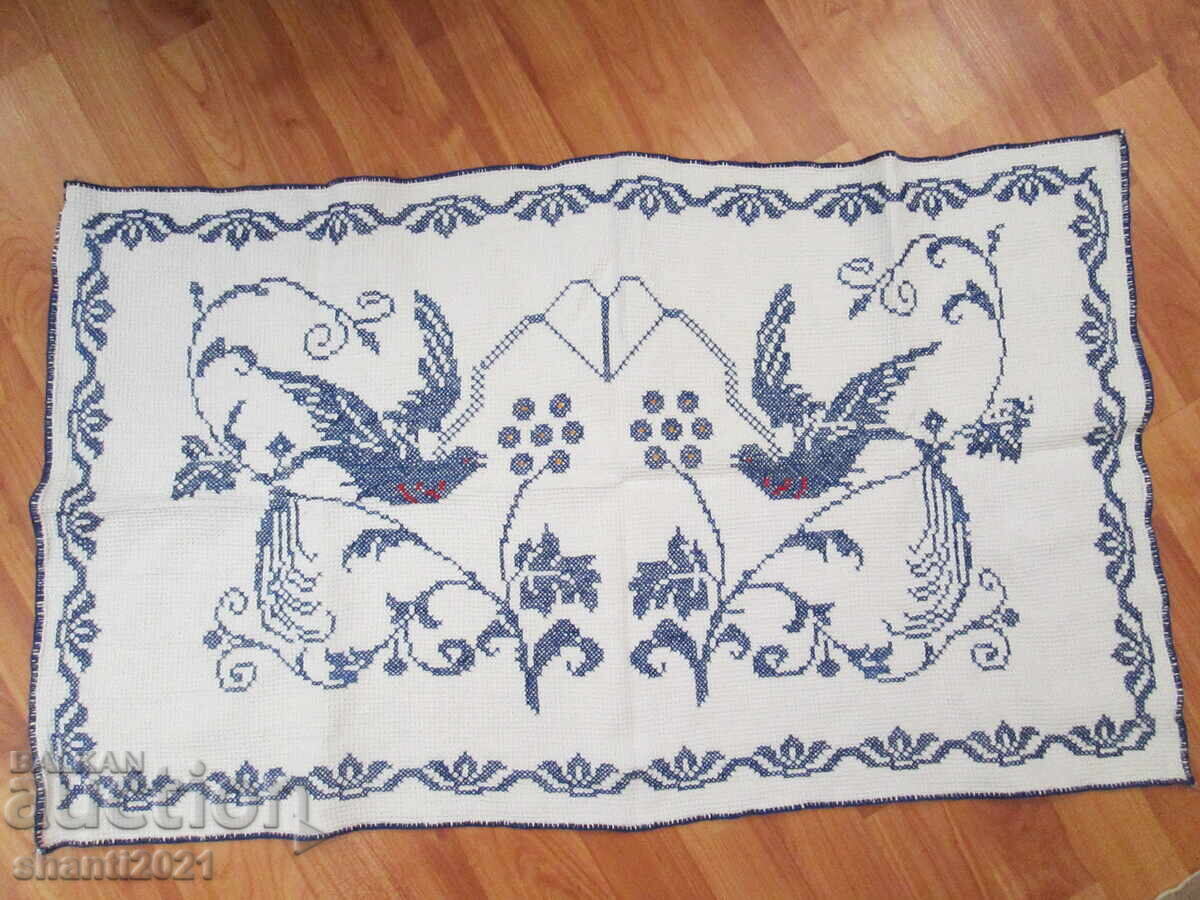 Χαλί, χειροποίητο κέντημα, βαμβάκι, περιστέρια - 5