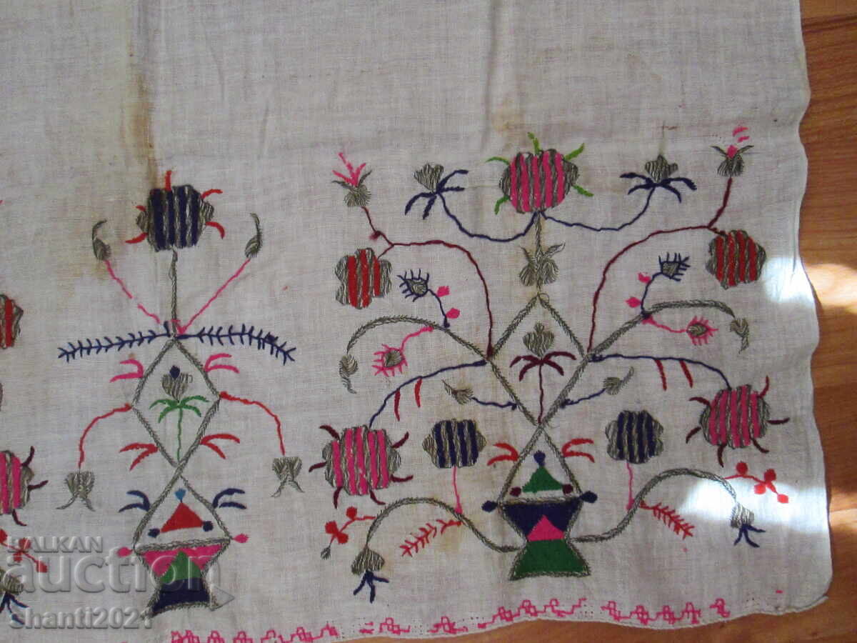 19th Century Old Towel - Hand Embroidery - Goldwork and Cotton Threads with price 85.00 BGN | € 43.46