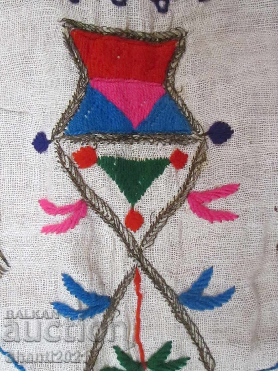 19th Century Old Towel - Hand Embroidery - Goldwork and Cotton Threads - 7