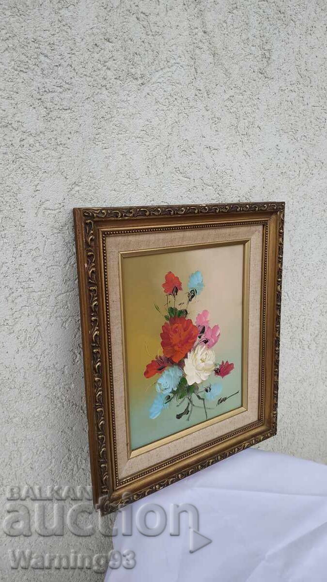 Auction Painting "Flowers" - with frame and signature of the author - 36/31 cm Auction Painting "Flowers" - with frame and signature of the author - 36/31 cm