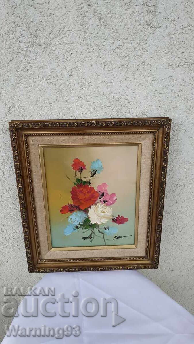 Delivery of Painting "Flowers" - with frame and signature of the author - 36/31 cm Delivery of Painting "Flowers" - with frame and signature of the author - 36/31 cm