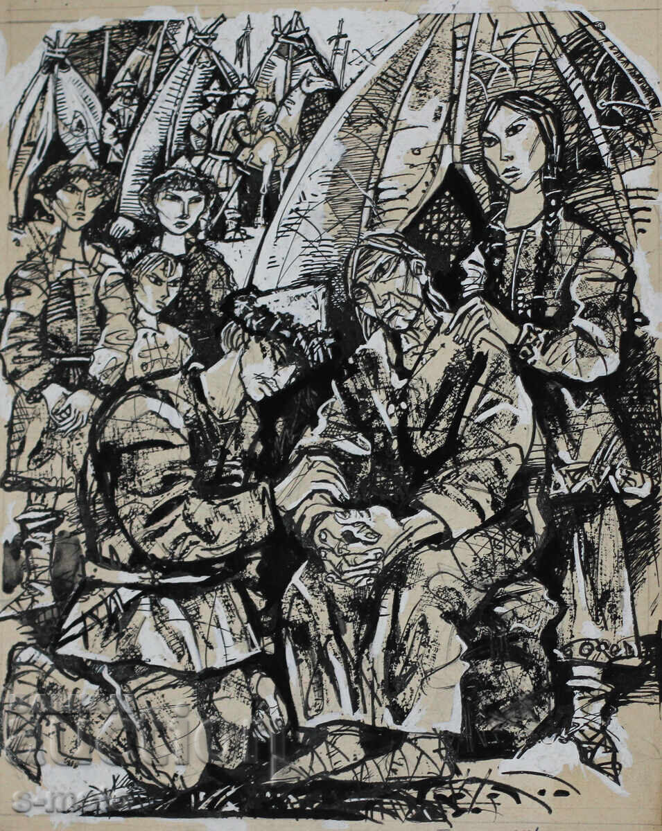 Илия Гошев картина туш / темпера илюстрация с цена 200.00 лв. | € 102.26 Илия Гошев картина туш / темпера илюстрация с цена 200.00 лв. | € 102.26