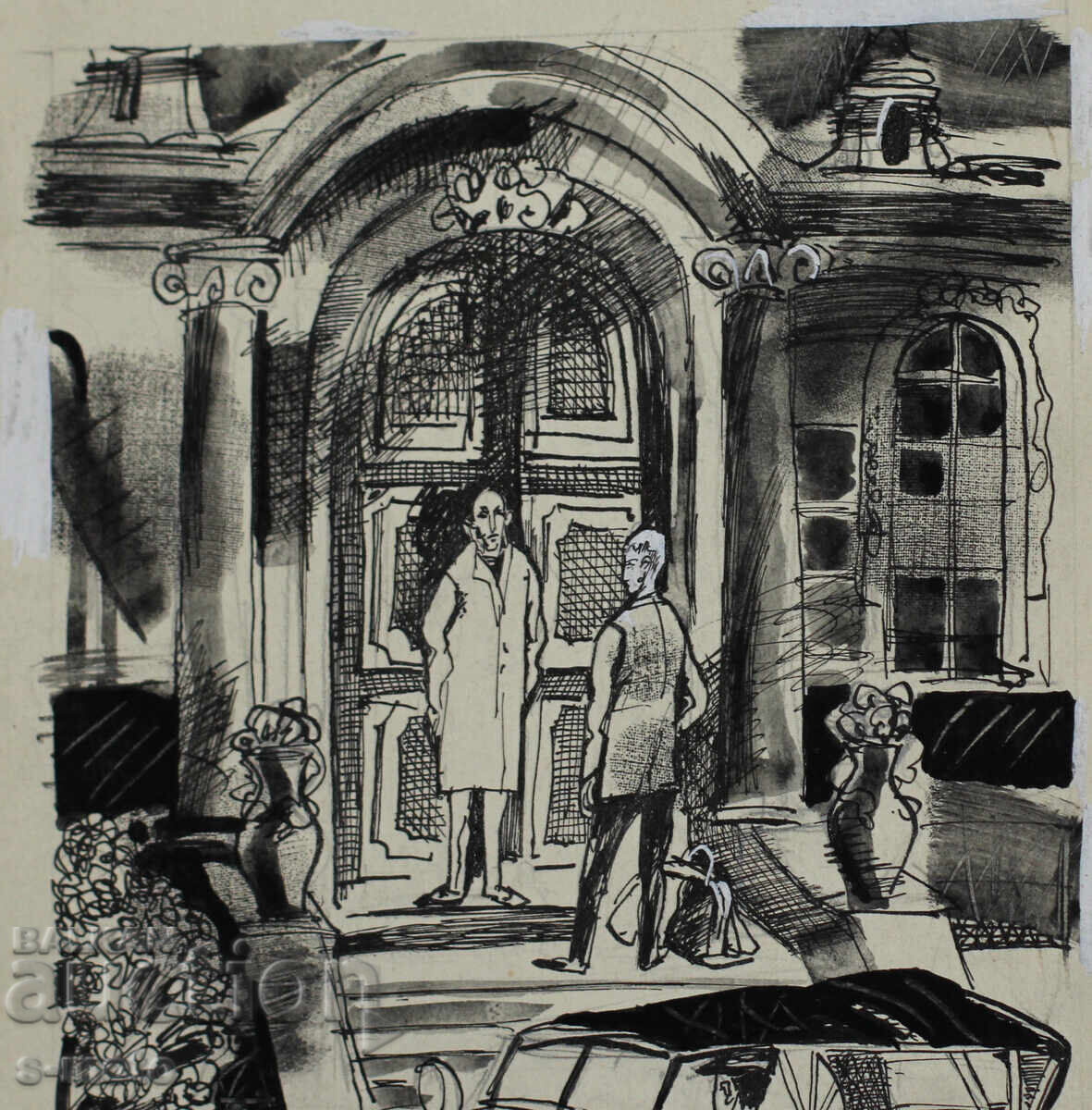 Delivery of Iliya Goshev Ink / Tempera Painting Illustration Delivery of Iliya Goshev Ink / Tempera Painting Illustration