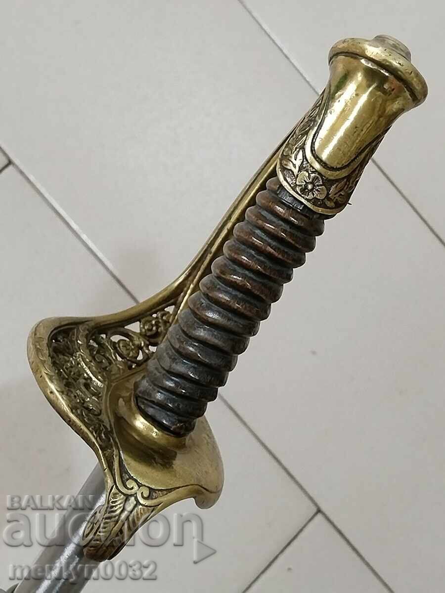 French Combat Officer's Saber with Scabbard, Blade, Spadroon, Pallash, Guard - 5 French Combat Officer's Saber with Scabbard, Blade, Spadroon, Pallash, Guard - 5