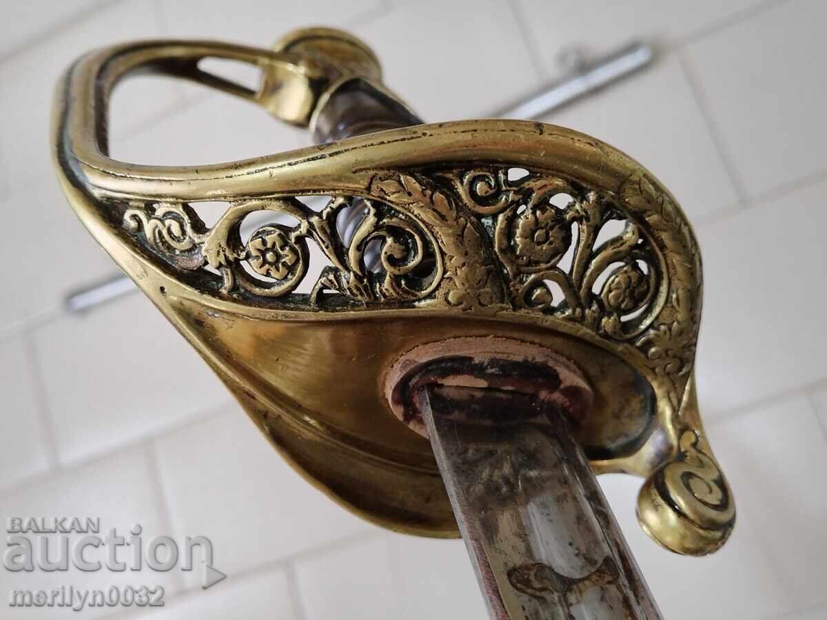 French Combat Officer's Saber with Scabbard, Blade, Spadroon, Pallash, Guard - 6 French Combat Officer's Saber with Scabbard, Blade, Spadroon, Pallash, Guard - 6