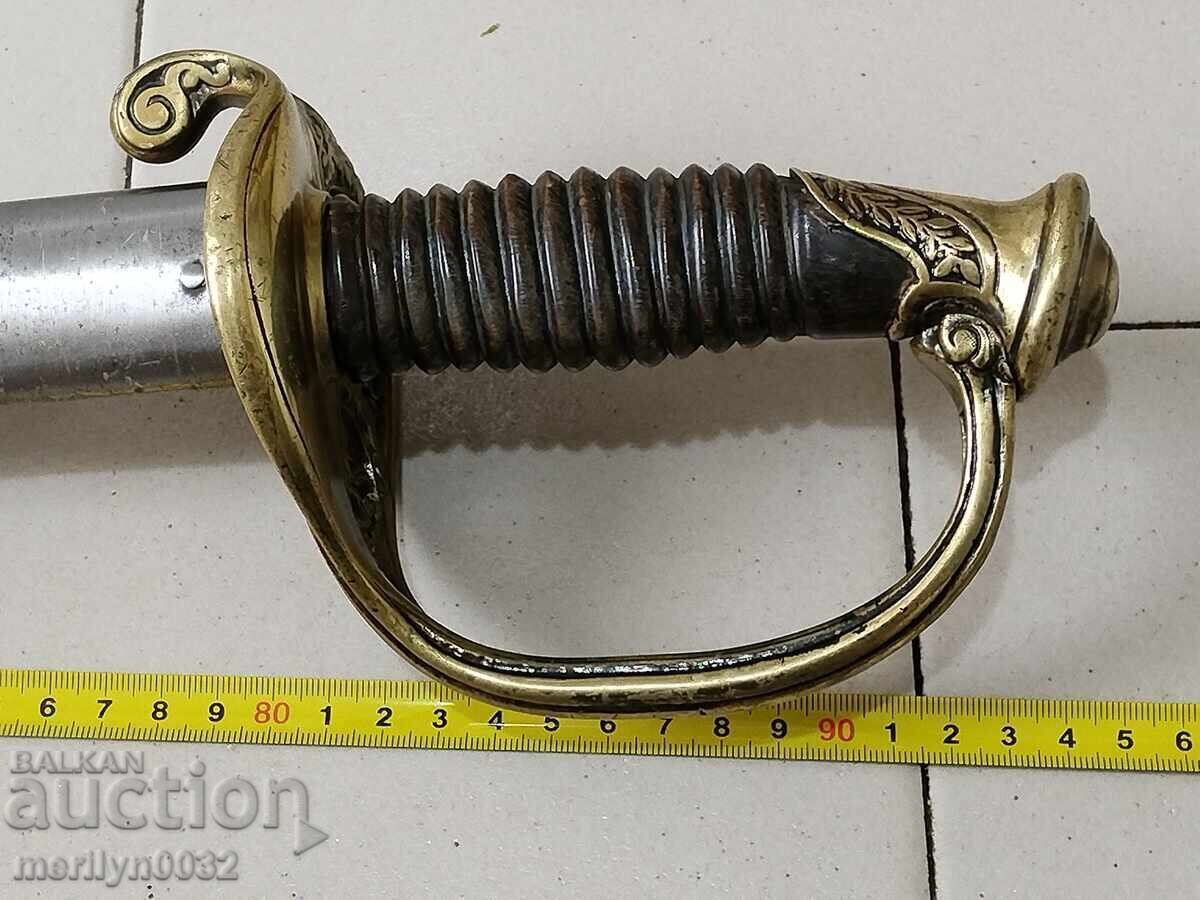 French Combat Officer's Saber with Scabbard, Blade, Spadroon, Pallash, Guard - 7 French Combat Officer's Saber with Scabbard, Blade, Spadroon, Pallash, Guard - 7