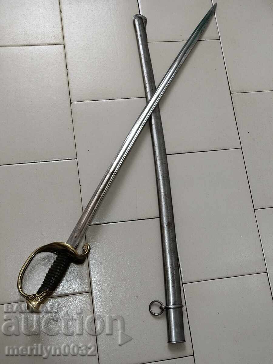 French Combat Officer's Saber with Scabbard, Blade, Spadroon, Pallash, Guard French Combat Officer's Saber with Scabbard, Blade, Spadroon, Pallash, Guard