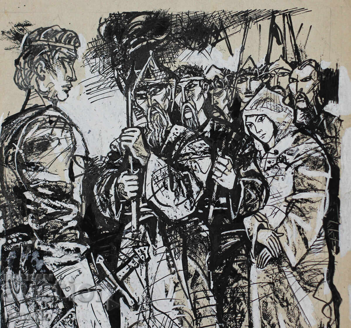 Delivery of Iliya Goshev Ink / Tempera Painting Illustration Delivery of Iliya Goshev Ink / Tempera Painting Illustration