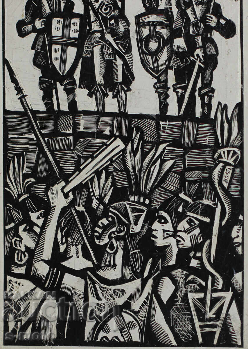 Илия Гошев картина туш илюстрация - 6