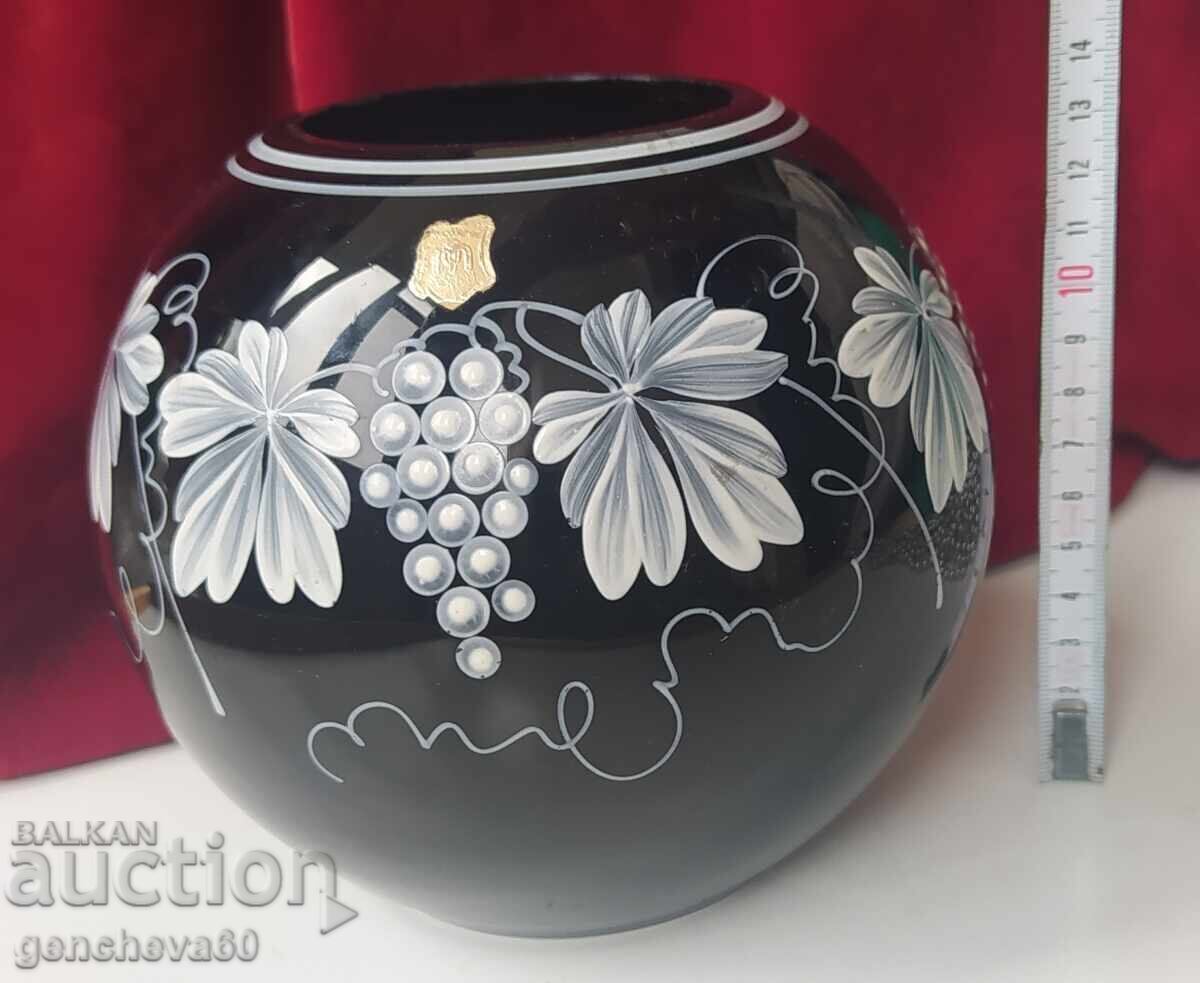 Auction  Crystal painted vase ball/sphere