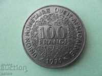 100 франка 1971 г.  Западна африка