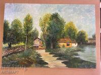 Greece painting Greek landscape oil paints canvas signed