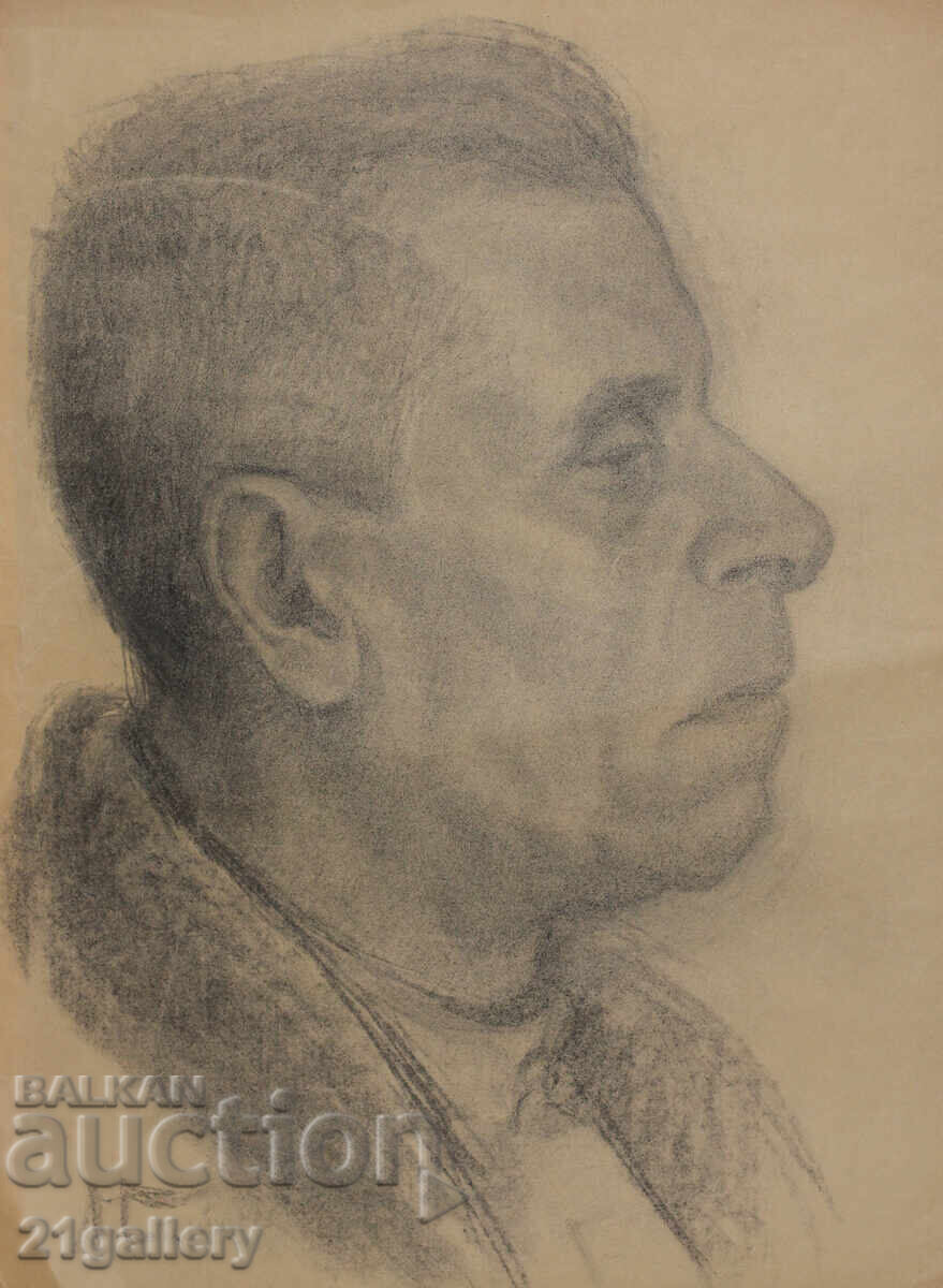 Παλιό μολυβένιο σχέδιο πορτρέτο άνδρα υπογεγραμμένο με τιμή 300.00 BGN | € 153.39