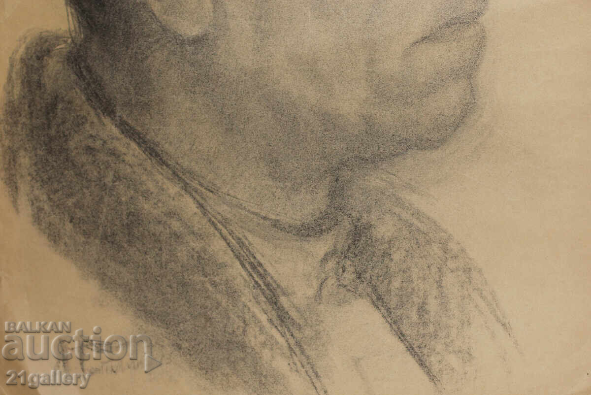 Παλιό μολυβένιο σχέδιο πορτρέτο άνδρα υπογεγραμμένο - 6