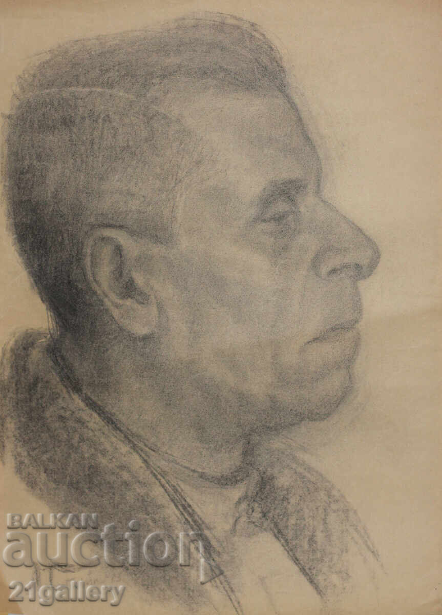 Παλιό μολυβένιο σχέδιο πορτρέτο άνδρα υπογεγραμμένο