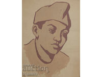 Old gouache painting, portrait of a boy, signed