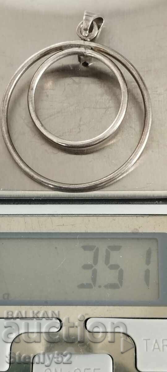 Ασημένιο μενταγιόν με μωβ φυσικό λίθο 3.51 γρ με τιμή 28.00 BGN | € 14.32