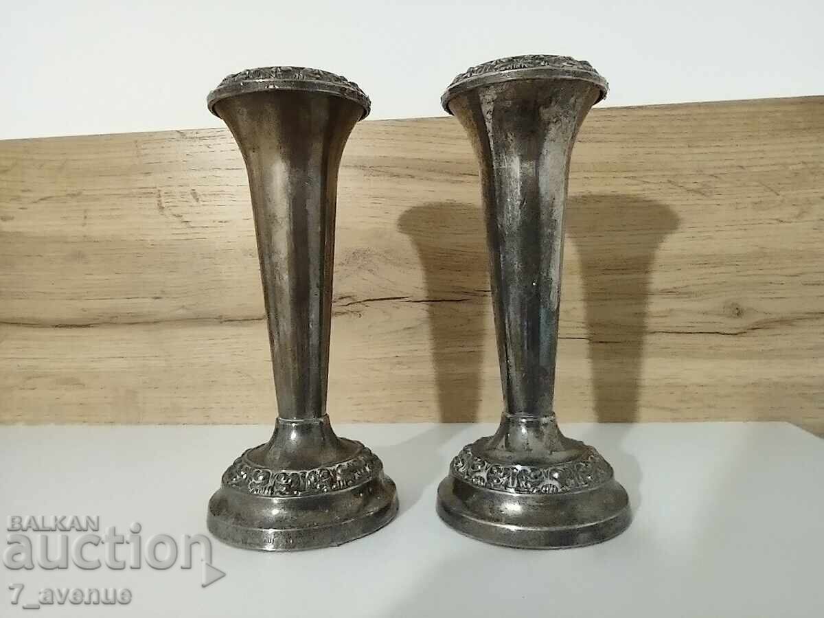Candlesticks/Vases, silver-plated with stamps, 4.04.25 - 5