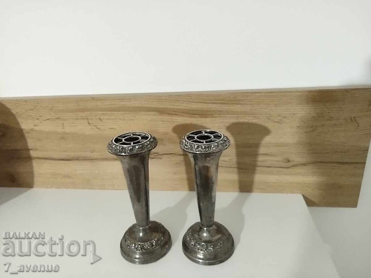 Candlesticks/Vases, silver-plated with stamps, 4.04.25