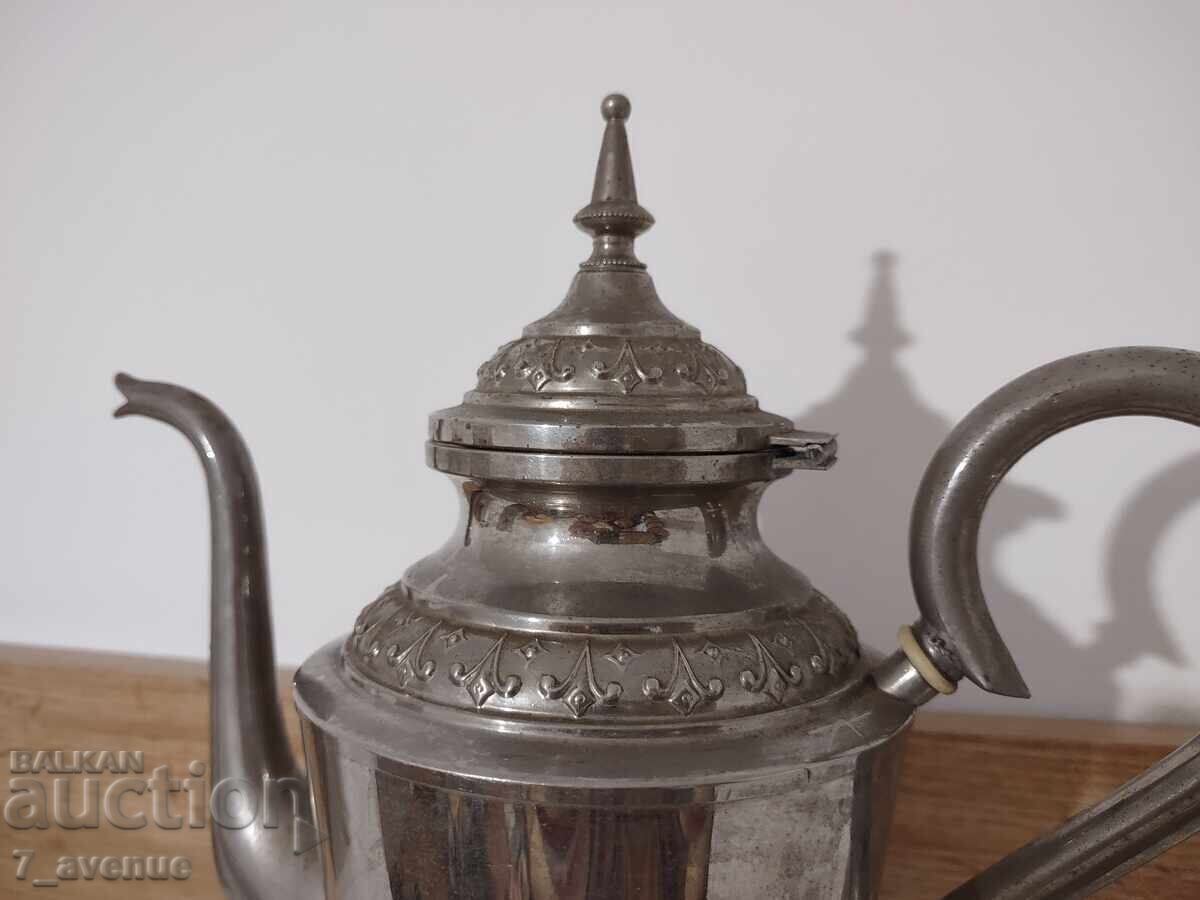 Auction Silver-plated large can, with stamps, Scandinavian 4.04.25 Auction Silver-plated large can, with stamps, Scandinavian 4.04.25