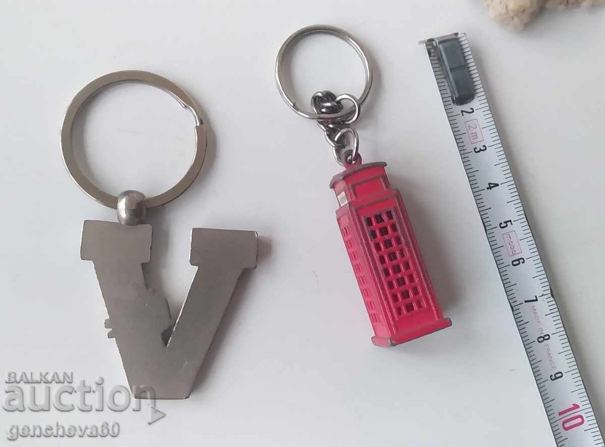 Auction  Silver metal keychain Boston and another