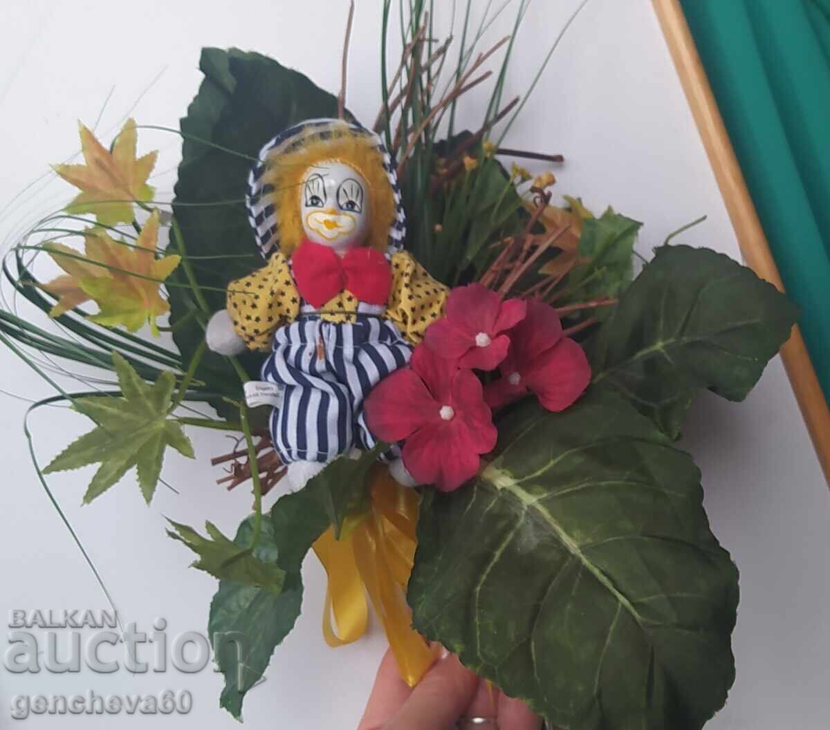 Interesting bouquet of artificial flowers with a clown - 6 Interesting bouquet of artificial flowers with a clown - 6
