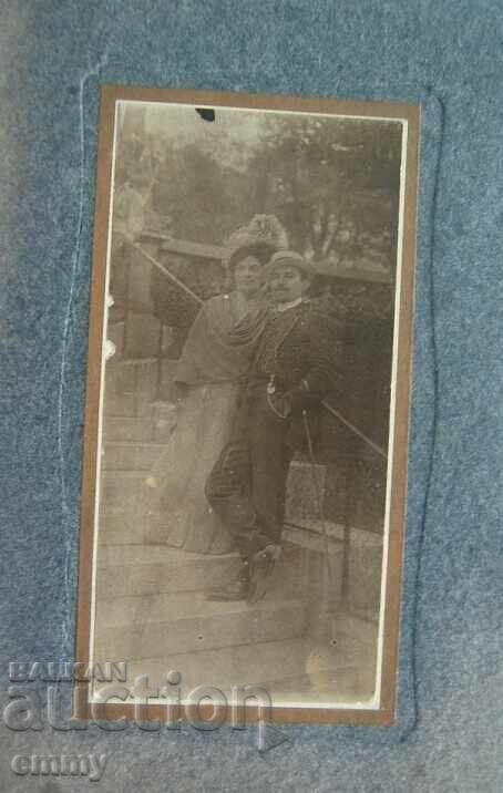 Old cardboard photo - young family, couple with price 5.00 BGN | € 2.56 Old cardboard photo - young family, couple with price 5.00 BGN | € 2.56