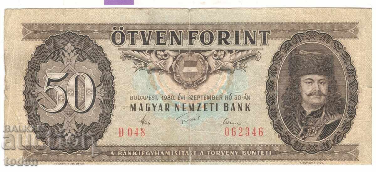 Ουγγαρία-50 Φορίντ-1980-P# 170d-Χαρτί