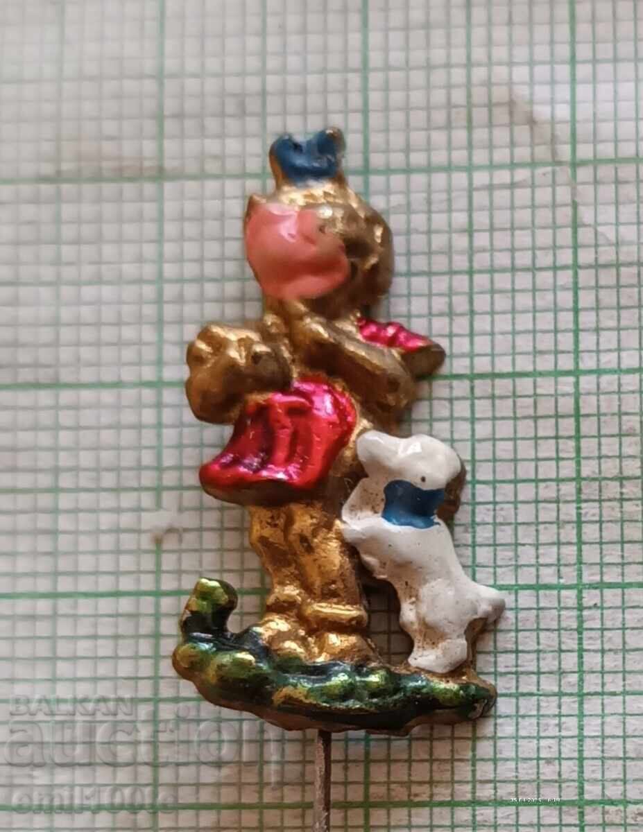 Стара значка Момиче с куче