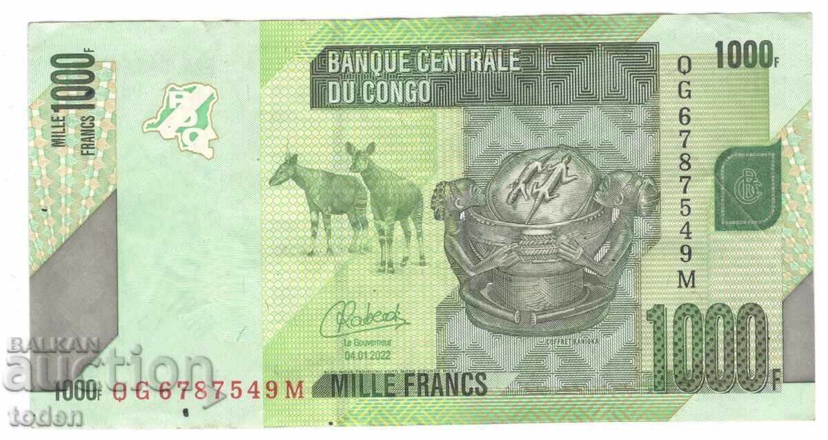 Κονγκό - 1.000 Φράγκα - 2022 - P# 101d - Χαρτί Κονγκό - 1.000 Φράγκα - 2022 - P# 101d - Χαρτί