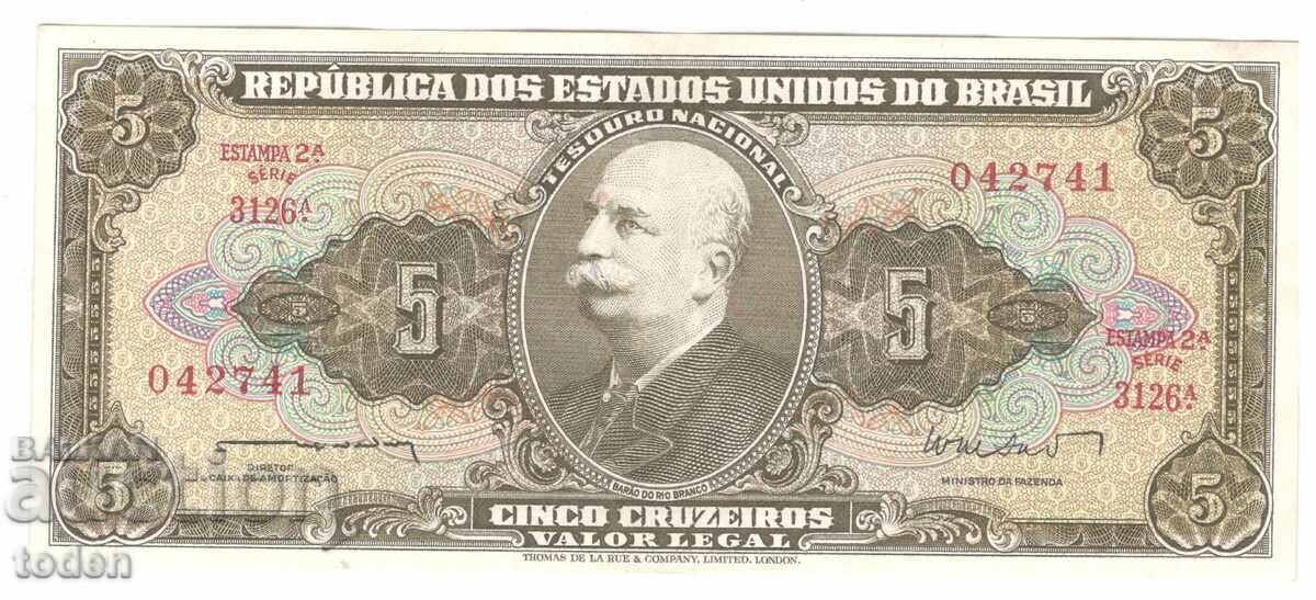 Brazil - 5 Cruzeiros - 1962 - P# 176a - Paper