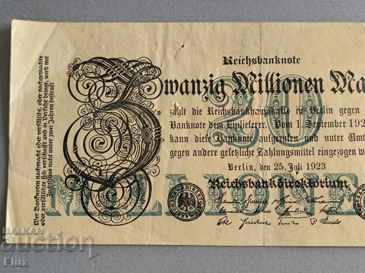 Reich Banknote - Germany - 20,000,000 Marks | 1923 with price 10.00 BGN | € 5.11 Reich Banknote - Germany - 20,000,000 Marks | 1923 with price 10.00 BGN | € 5.11