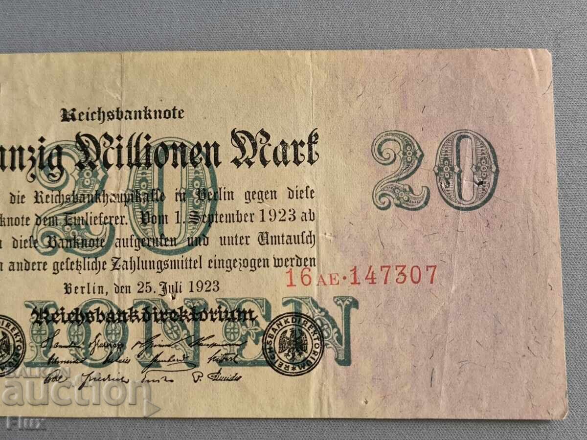 Auction Reich Banknote - Germany - 20,000,000 Marks | 1923 Auction Reich Banknote - Germany - 20,000,000 Marks | 1923