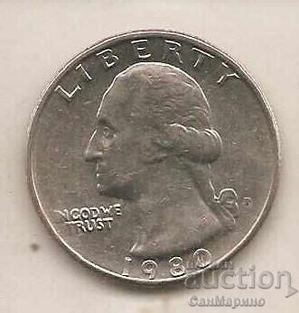 1І4 долар САЩ 1980 г. P* с цена 0.80 лв. | € 0.41 1І4 долар САЩ 1980 г. P* с цена 0.80 лв. | € 0.41