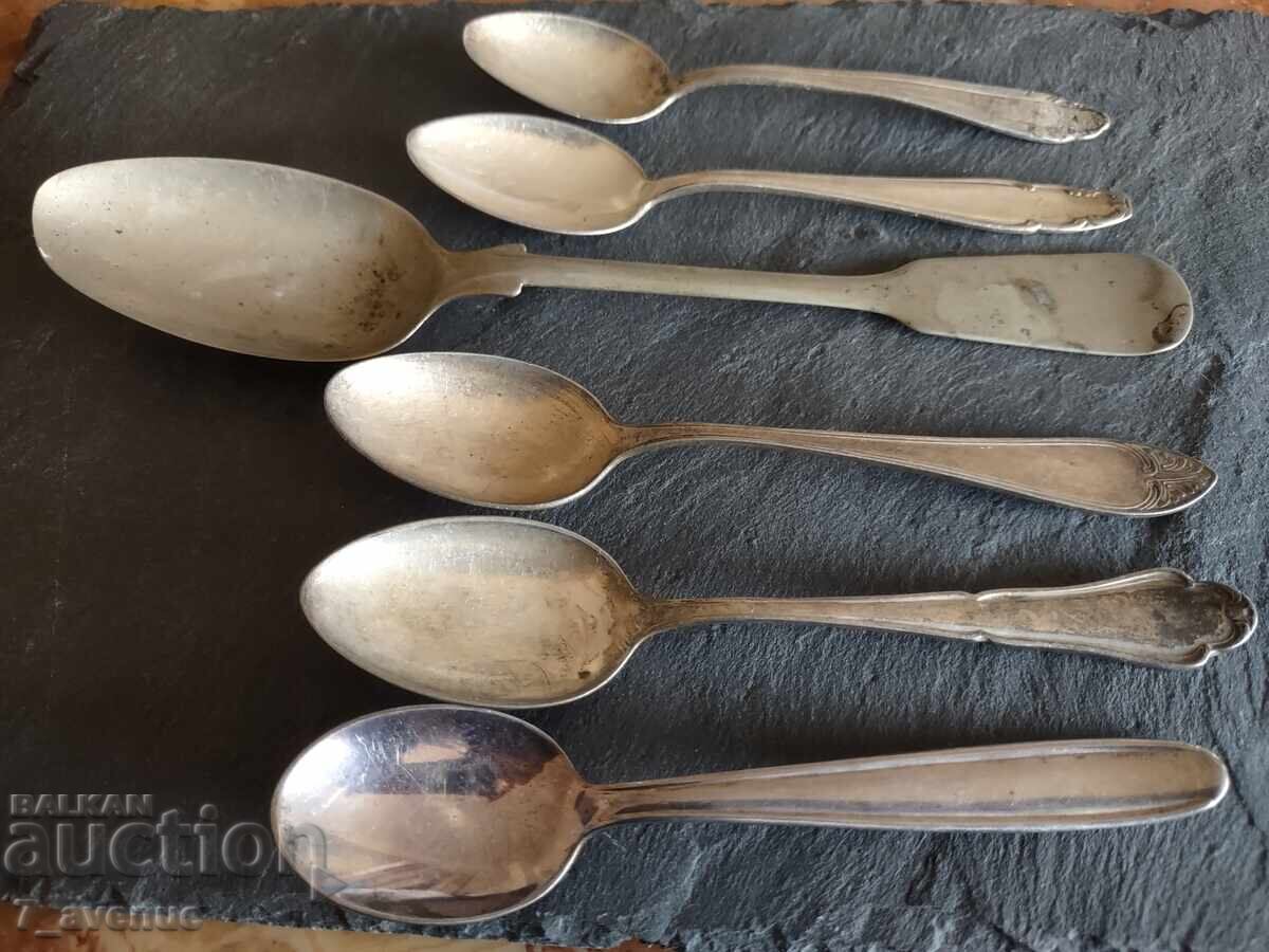 Lot tacâmuri vechi linguri, argintate, 6.04.25 - 7 Lot tacâmuri vechi linguri, argintate, 6.04.25 - 7
