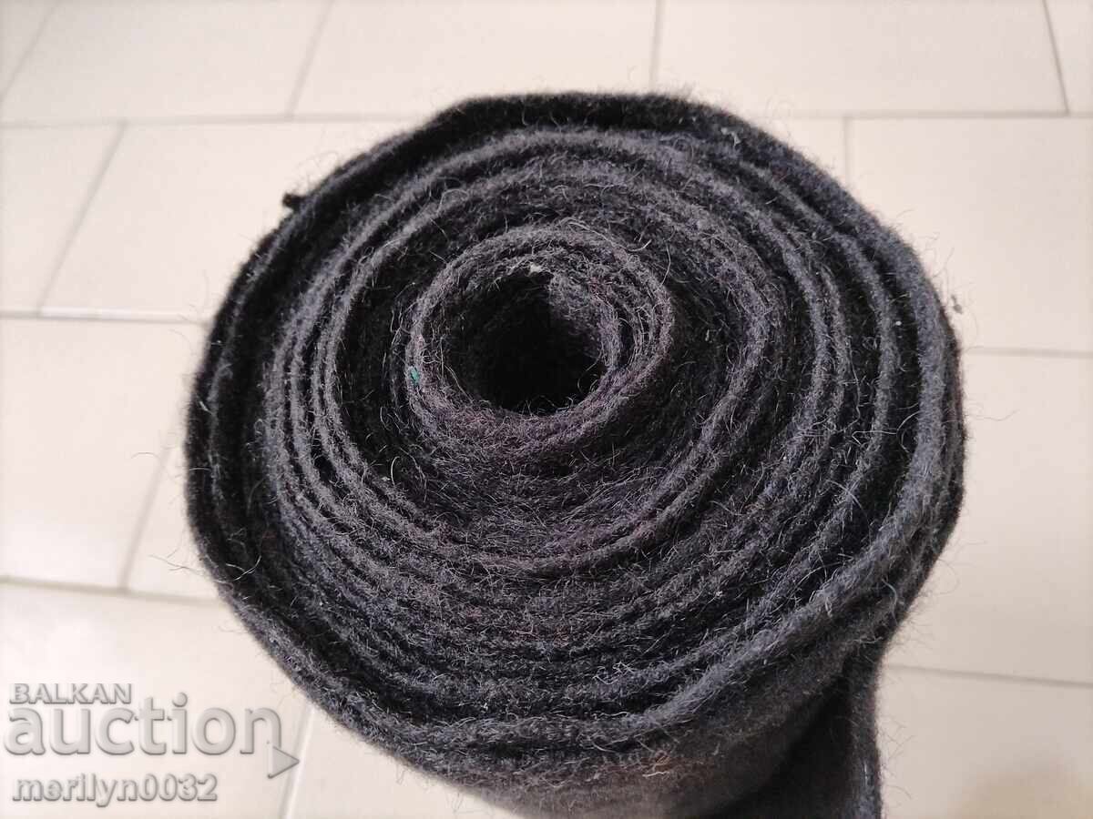 Πλατίνιο ρολό χειροποίητου υφαντού μάλλινου υφάσματος μαύρου σαγιάκ - 5