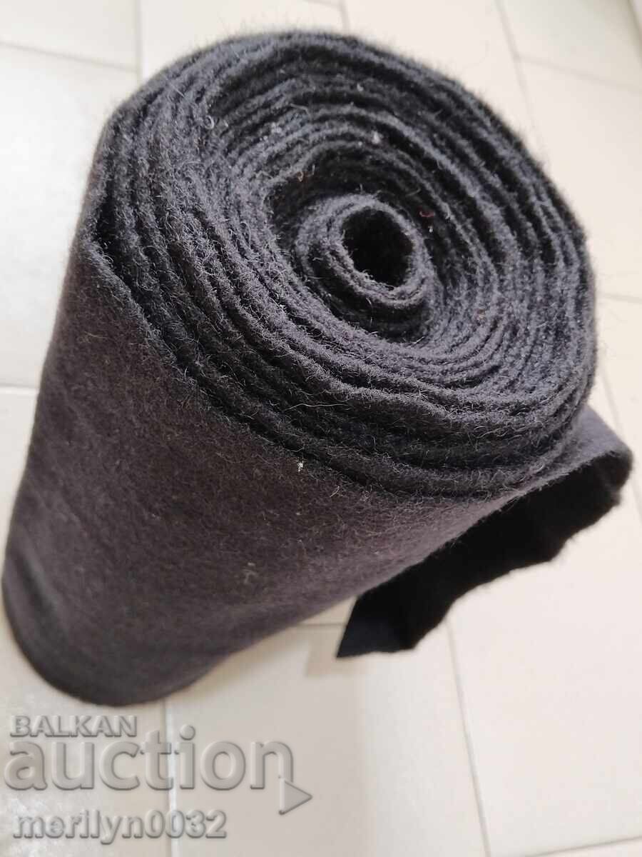 Πλατίνιο ρολό χειροποίητου υφαντού μάλλινου υφάσματος μαύρου σαγιάκ - 6